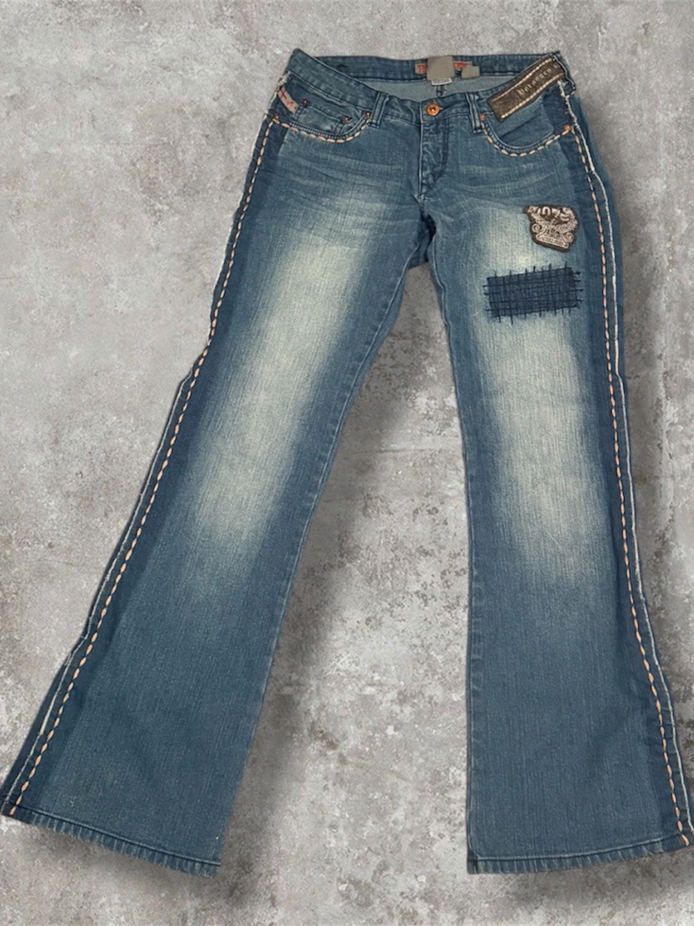 Parasuco Blue Washed Flare Jeans with Side Stitching